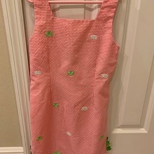 - Bonnie Jean checkered frog & tadpole dress, size 10